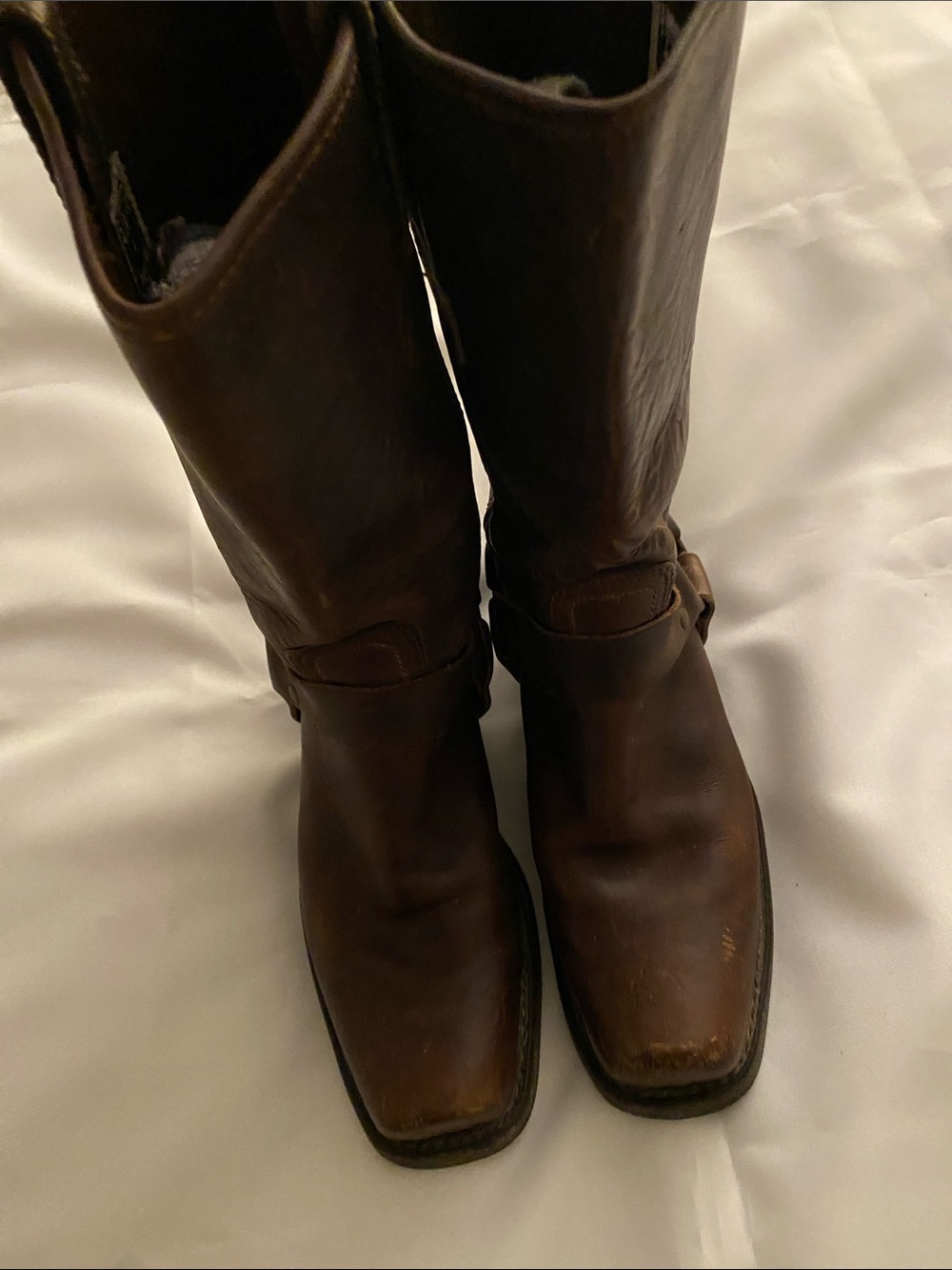 Frye Brown Leather Harness Moto Boots - Picture 3 of 10